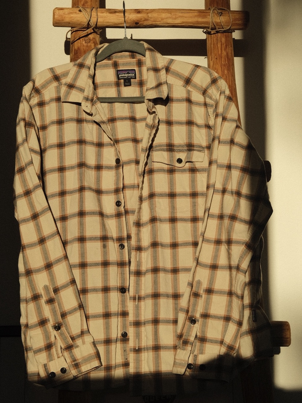 Patagonia Plaid Flannel Shirt - Cream, Brown, Blue